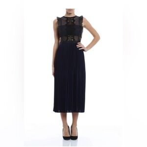 Self-Portrait Navy and Black Lace Midi Dress